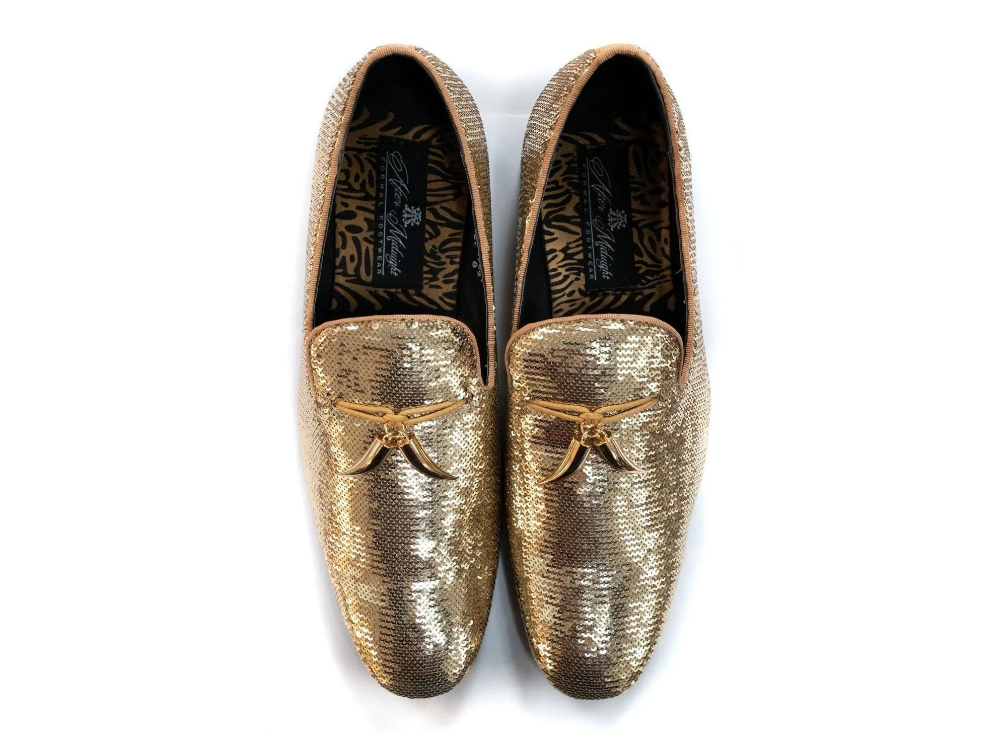 After Midnight Tassel Sequin Formal Loafer in Gold