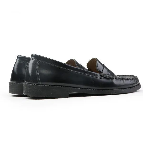 BOYS' BLACK LEATHER LOAFERS