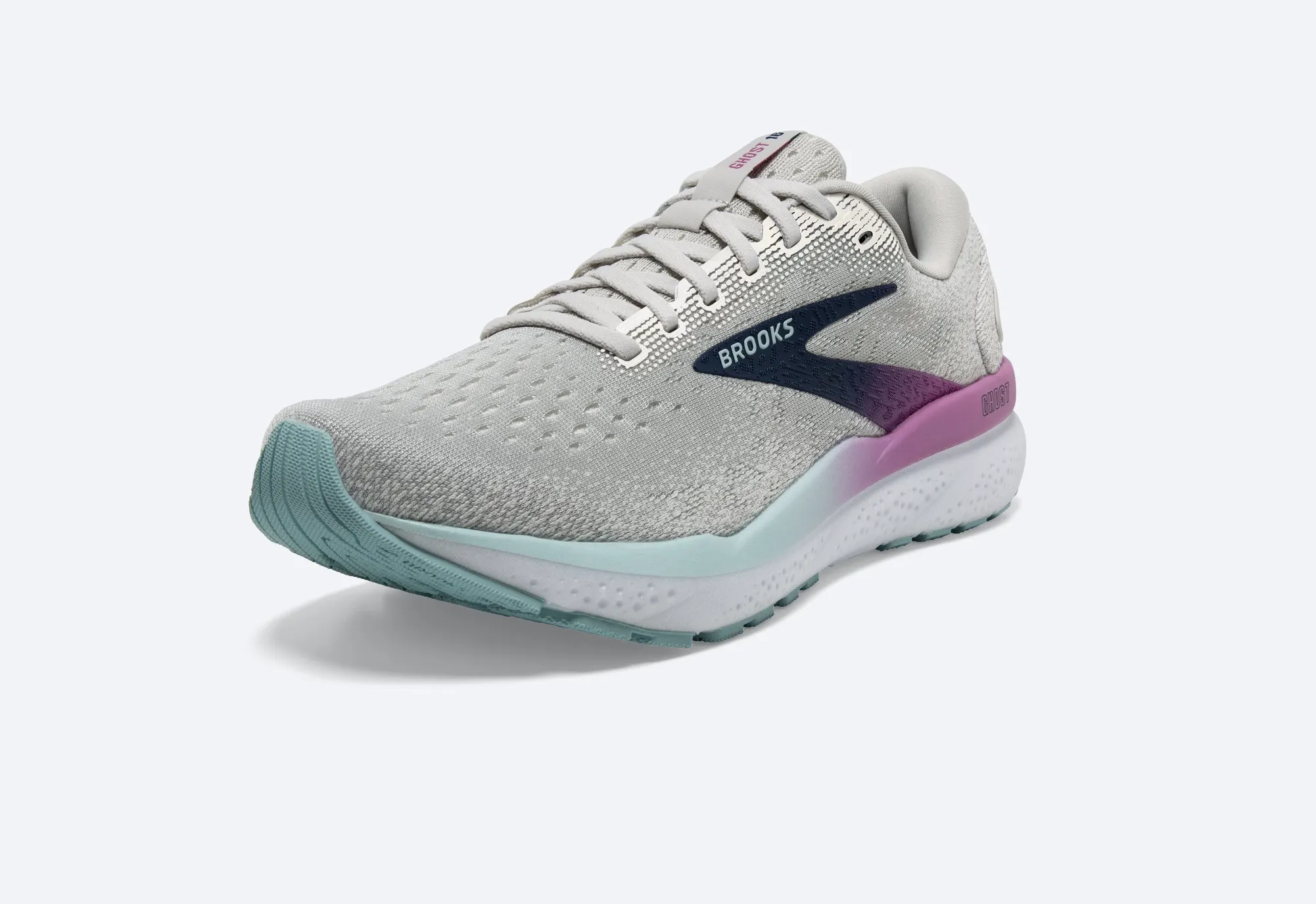 Brooks Womens Ghost 16 - White/Grey/Estate Blue (1204071B175)