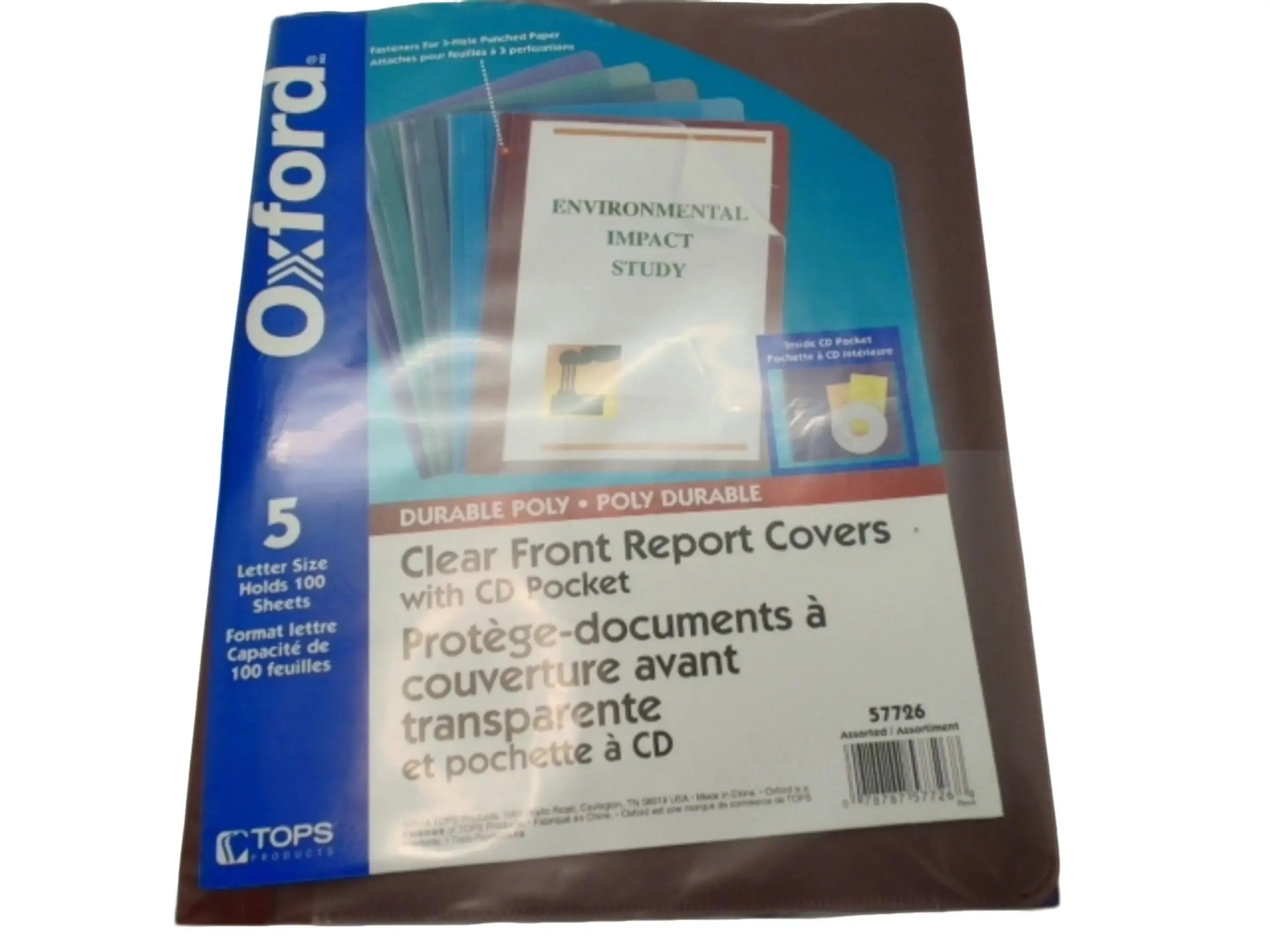 Clear Letter Size Oxford Poly Report Covers, 5-Pack Front