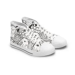 Doodle Cactus - Inovax Women's Hight Top Sneakers