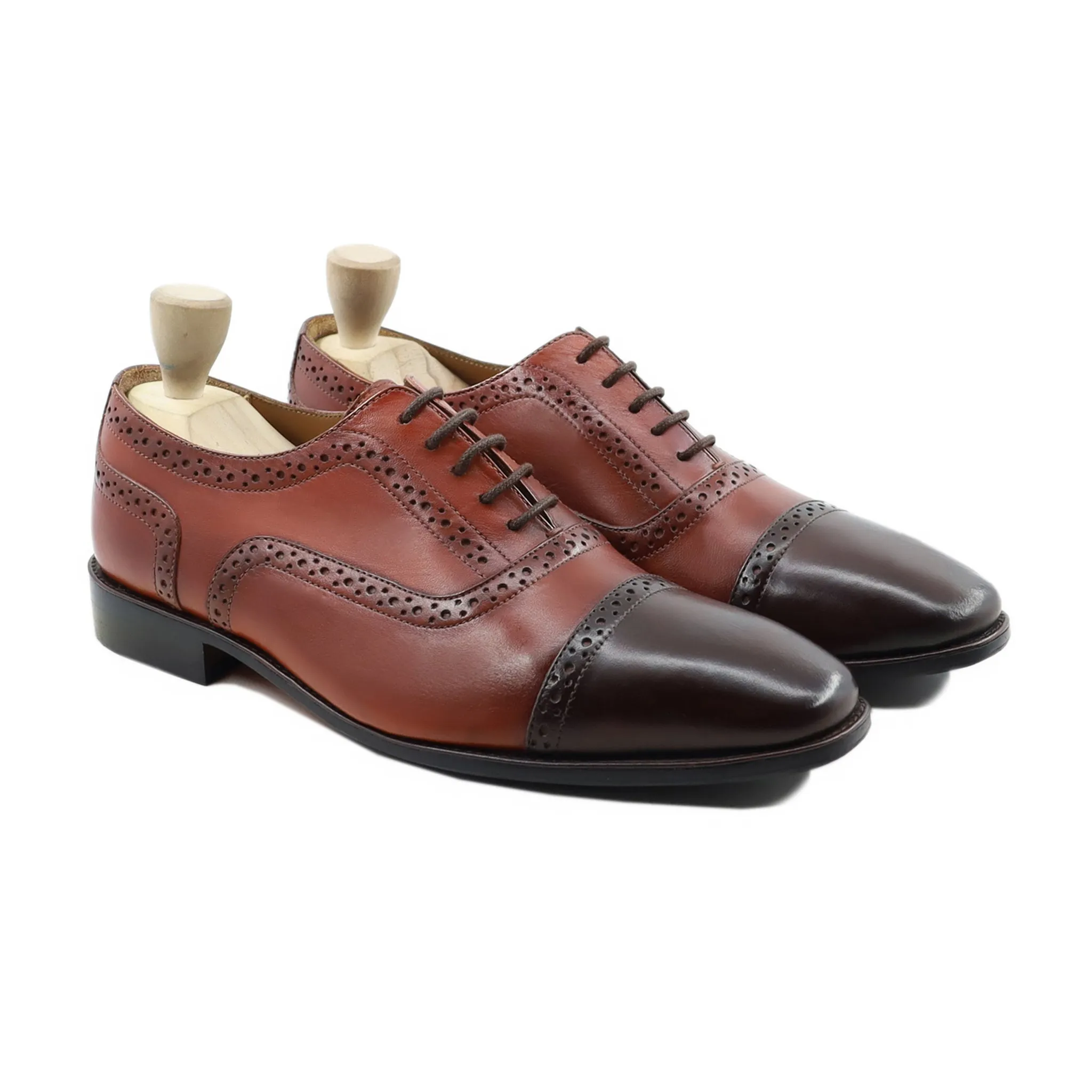 Homyel - Men's Light brown and Dark Brown Calf Leather Oxford Shoe