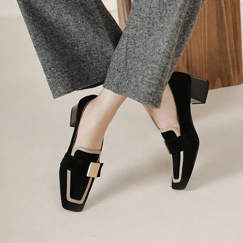 Indy Black Suede Loafers with Heels