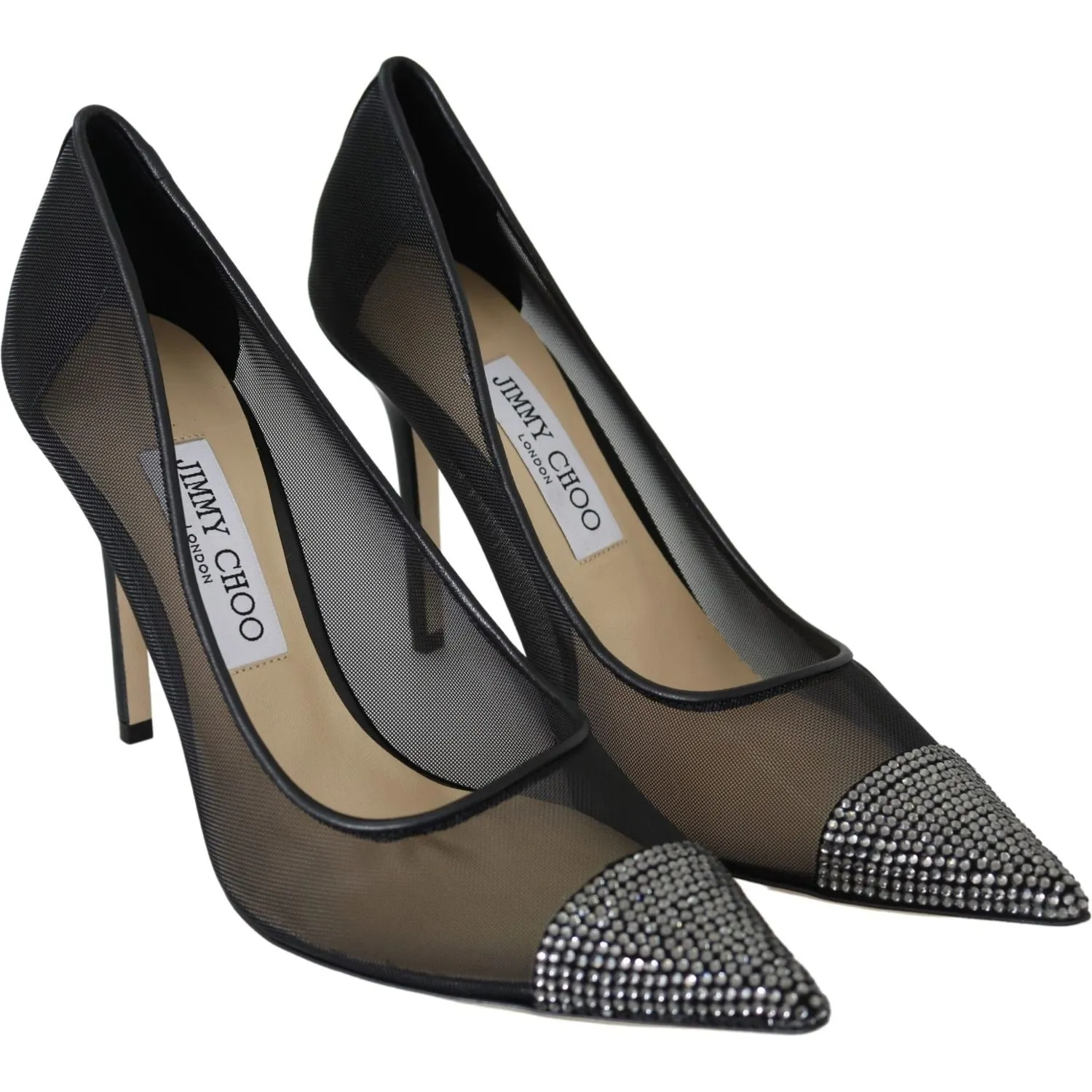 Jimmy Choo Elegant Black Mesh Crystal Pumps