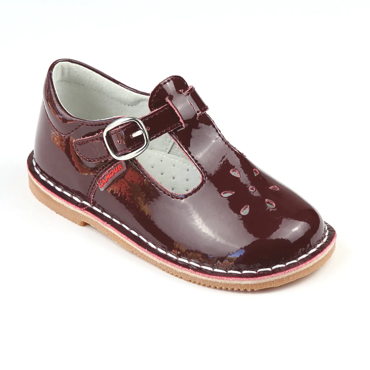 L'Amour Girls Joy Classic Patent T-Strap Mary Janes