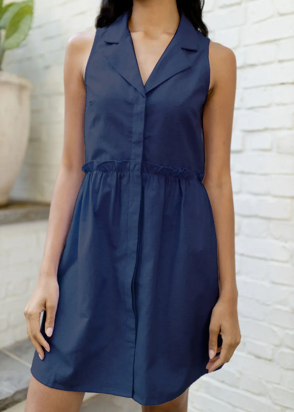 Lucia Collared Dress Navy