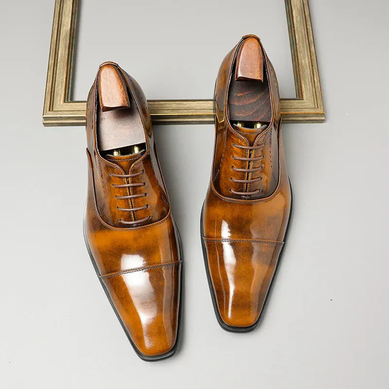 Luxury Shiny Pigskin Leather Shoes