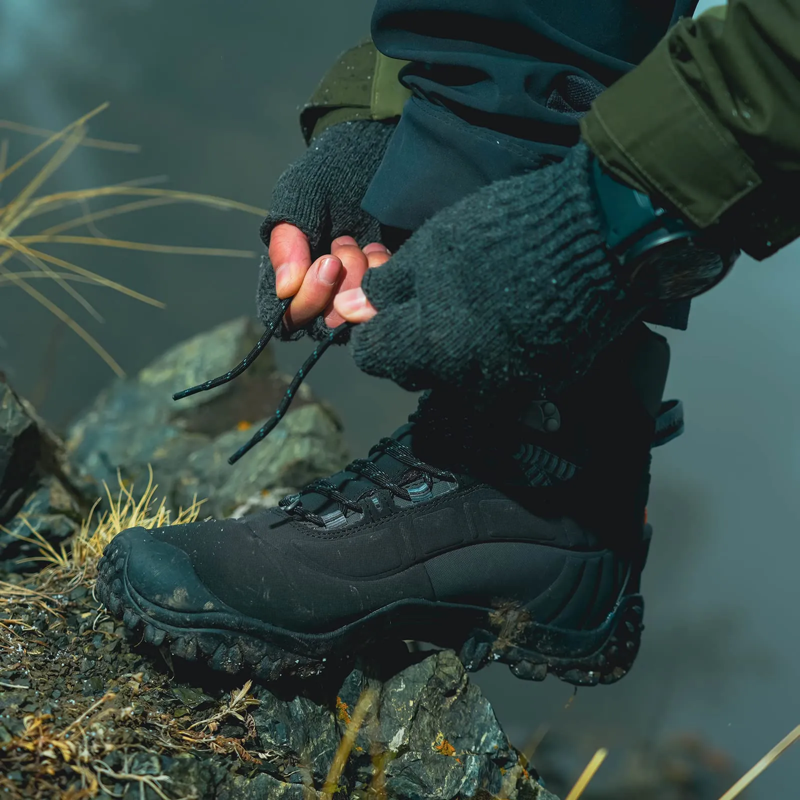 Manfen Women's Hiking Lightweight Waterproof Hunting Ankle Support Boots, Black, 7.5