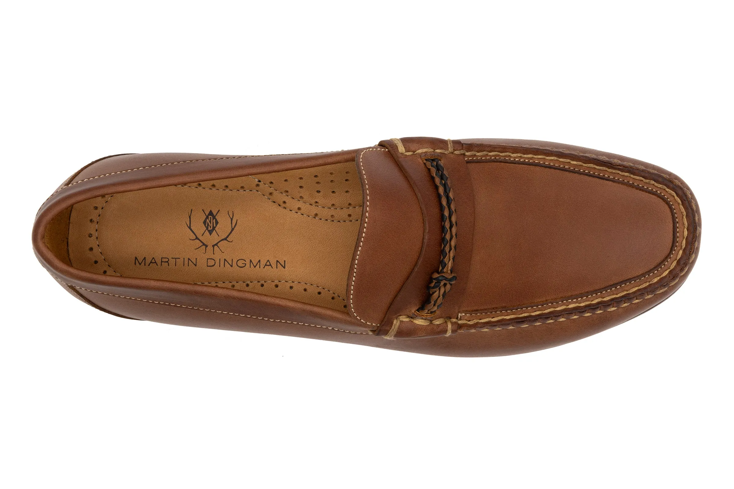 Maxwell Saddle Leather Braided Knot Loafers - Cigar