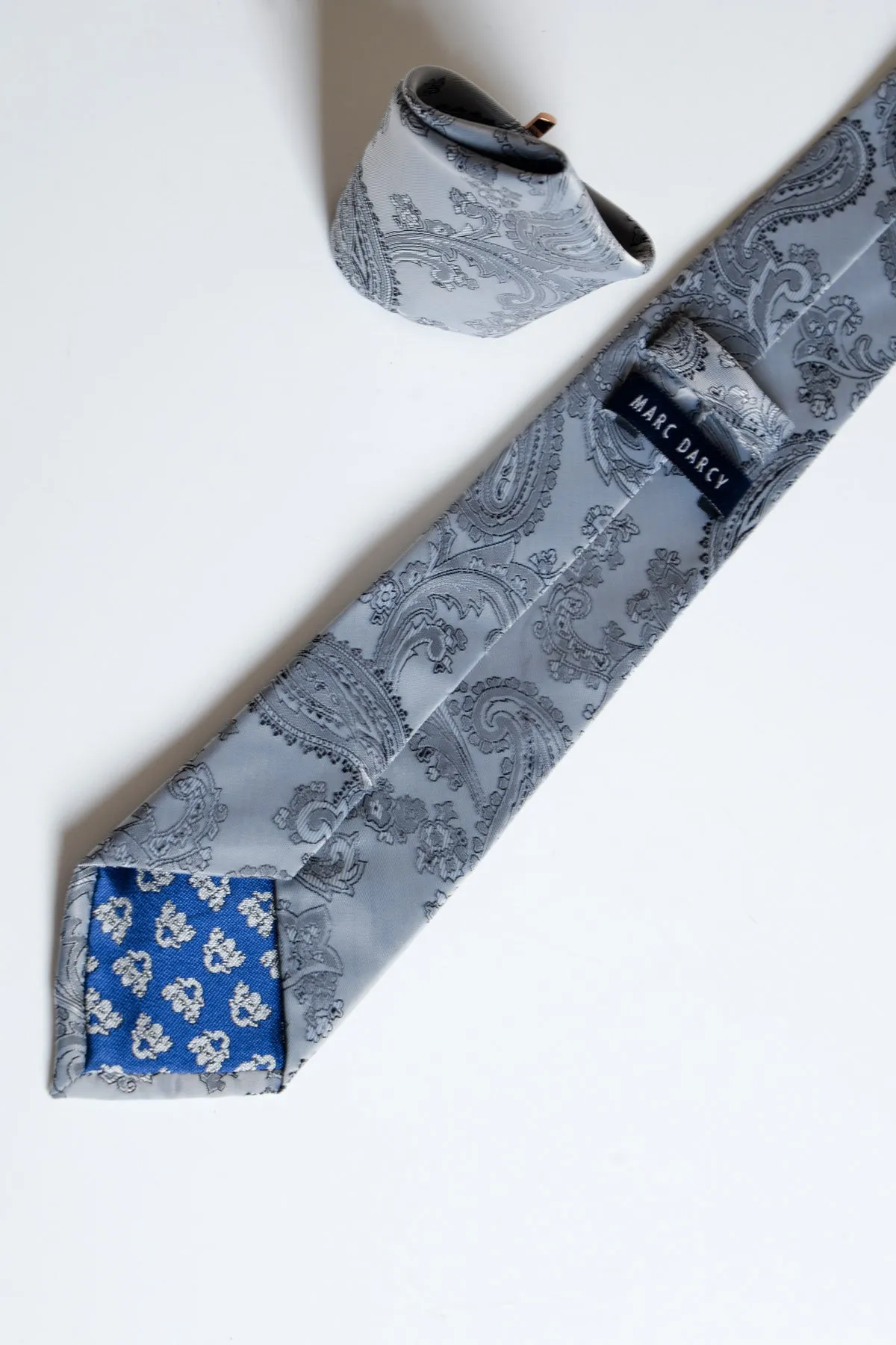 MD PAISLEY - Grey Paisley Tie and Pocket Square Set