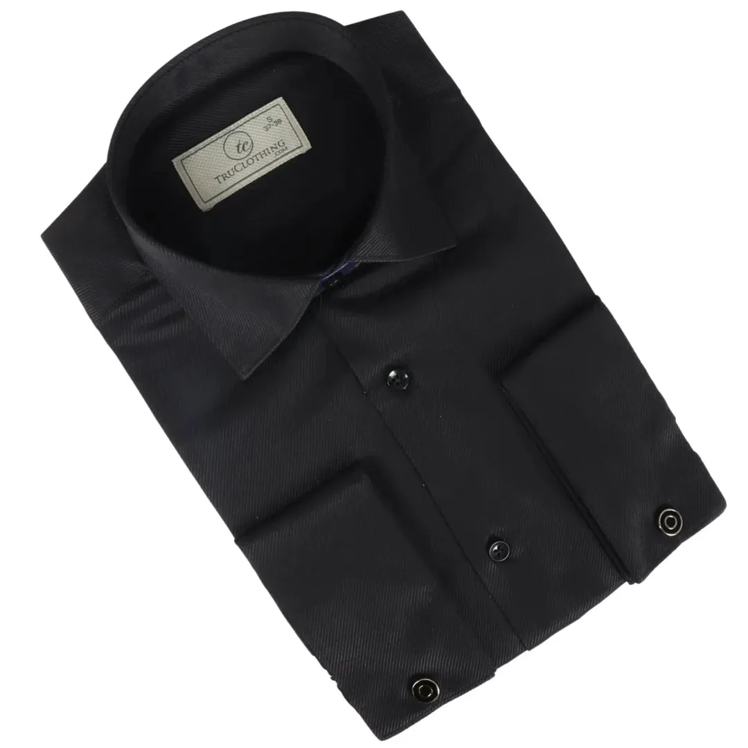 Men's Black Double Cuff Oxford Shirt