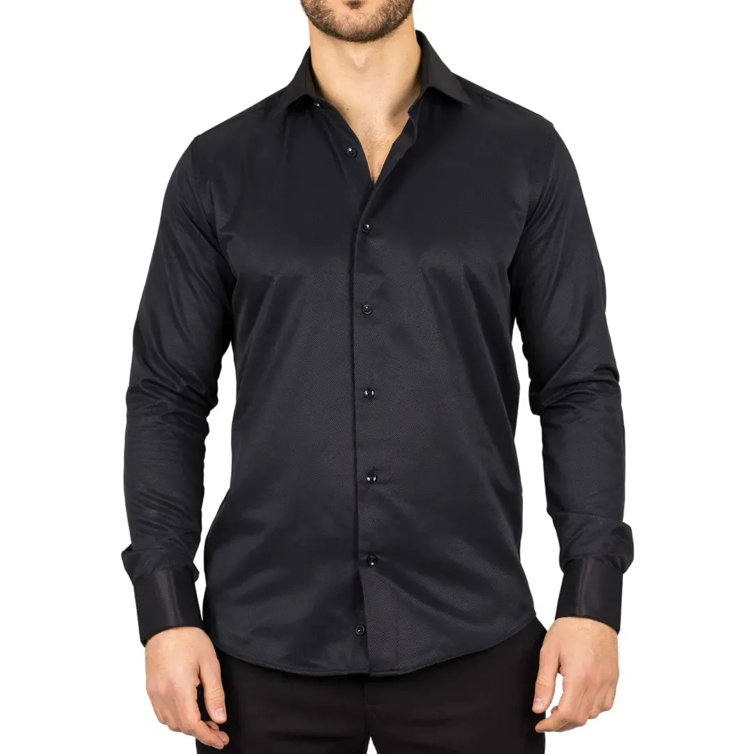 Men's Black Double Cuff Oxford Shirt