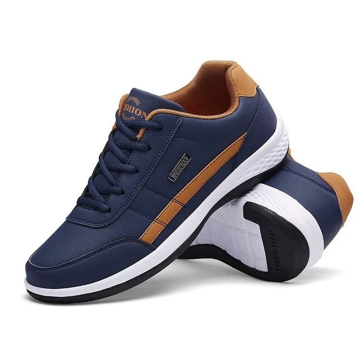 Men's Casual Breathable Lace-up Leather Sneakers Shoes