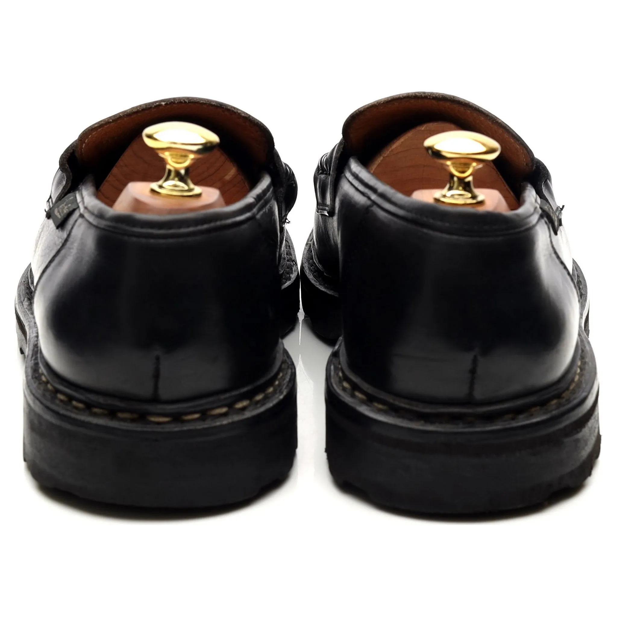 'Reims' Black Leather Loafers UK 8.5