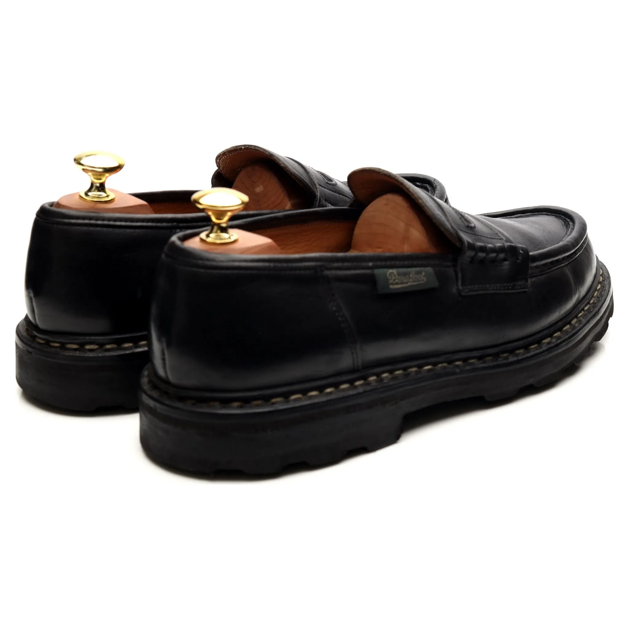 'Reims' Black Leather Loafers UK 8.5