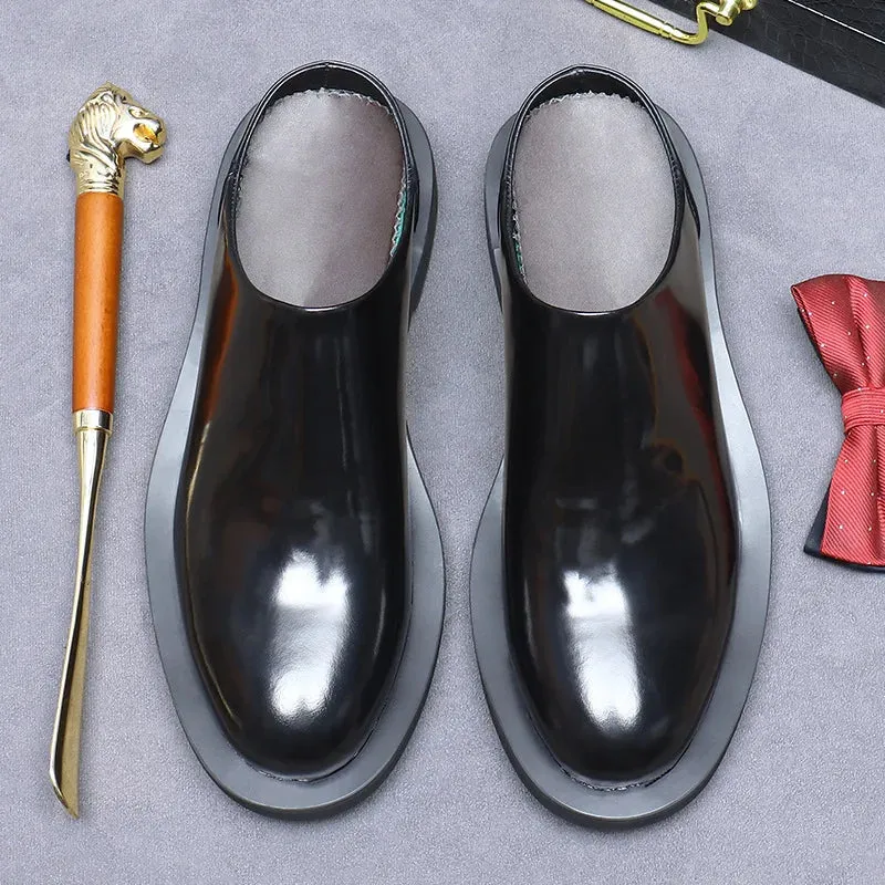 Retro Shiny Slip-On Genuine Leather Shoes