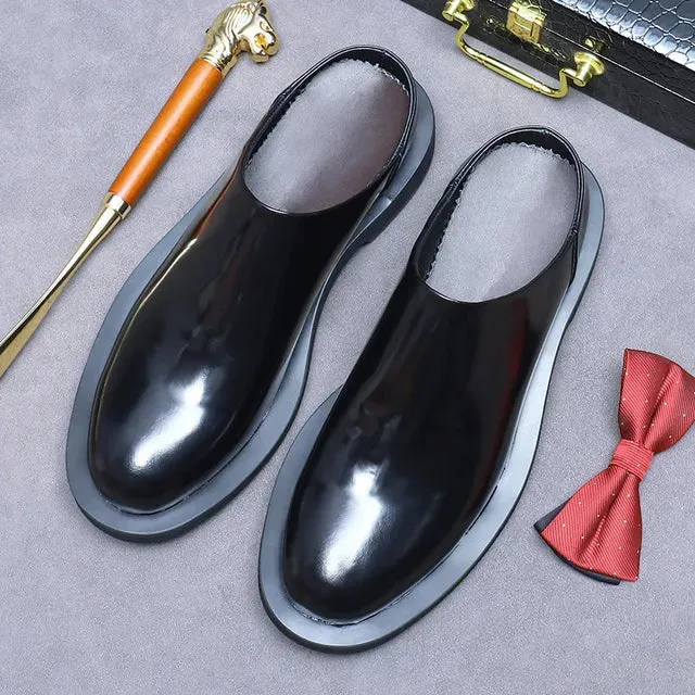 Retro Shiny Slip-On Genuine Leather Shoes