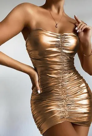 RITTINA - METALLIC RUCHED DRESS