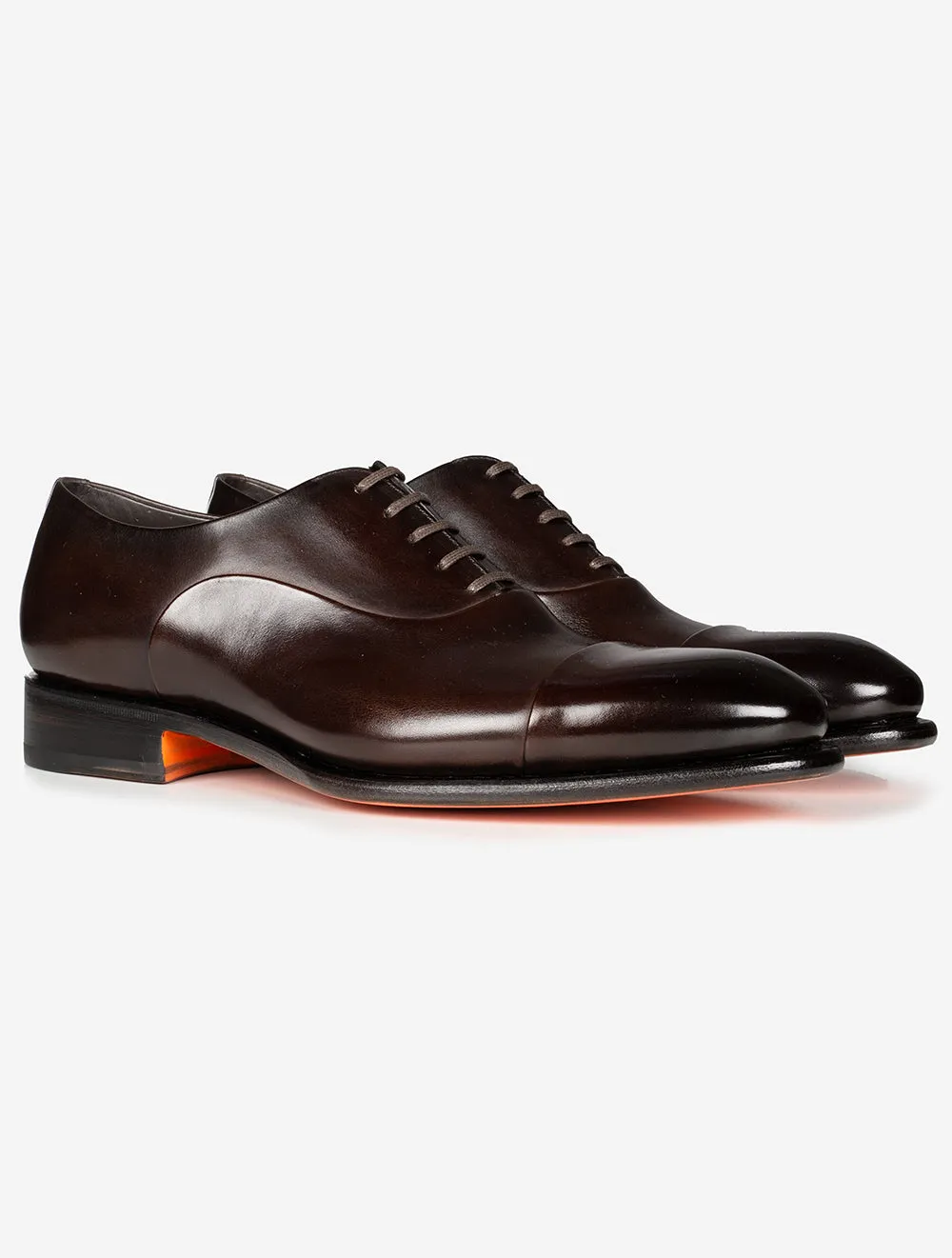 SANTONI Oxford Toe Cap Shoe Brown