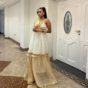 Shiny Modern Elegant Habesha Kemis Simple Habesha Dress