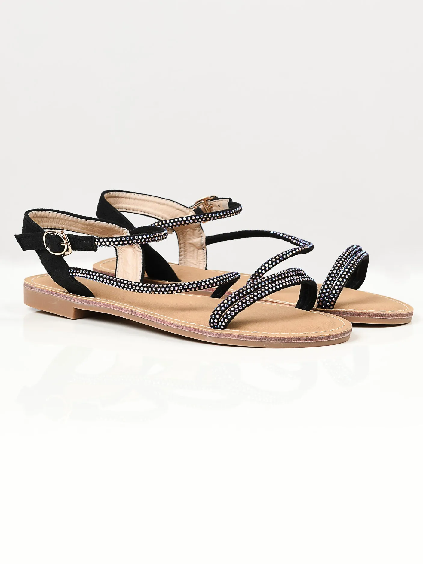 Shiny Sandals -  Black