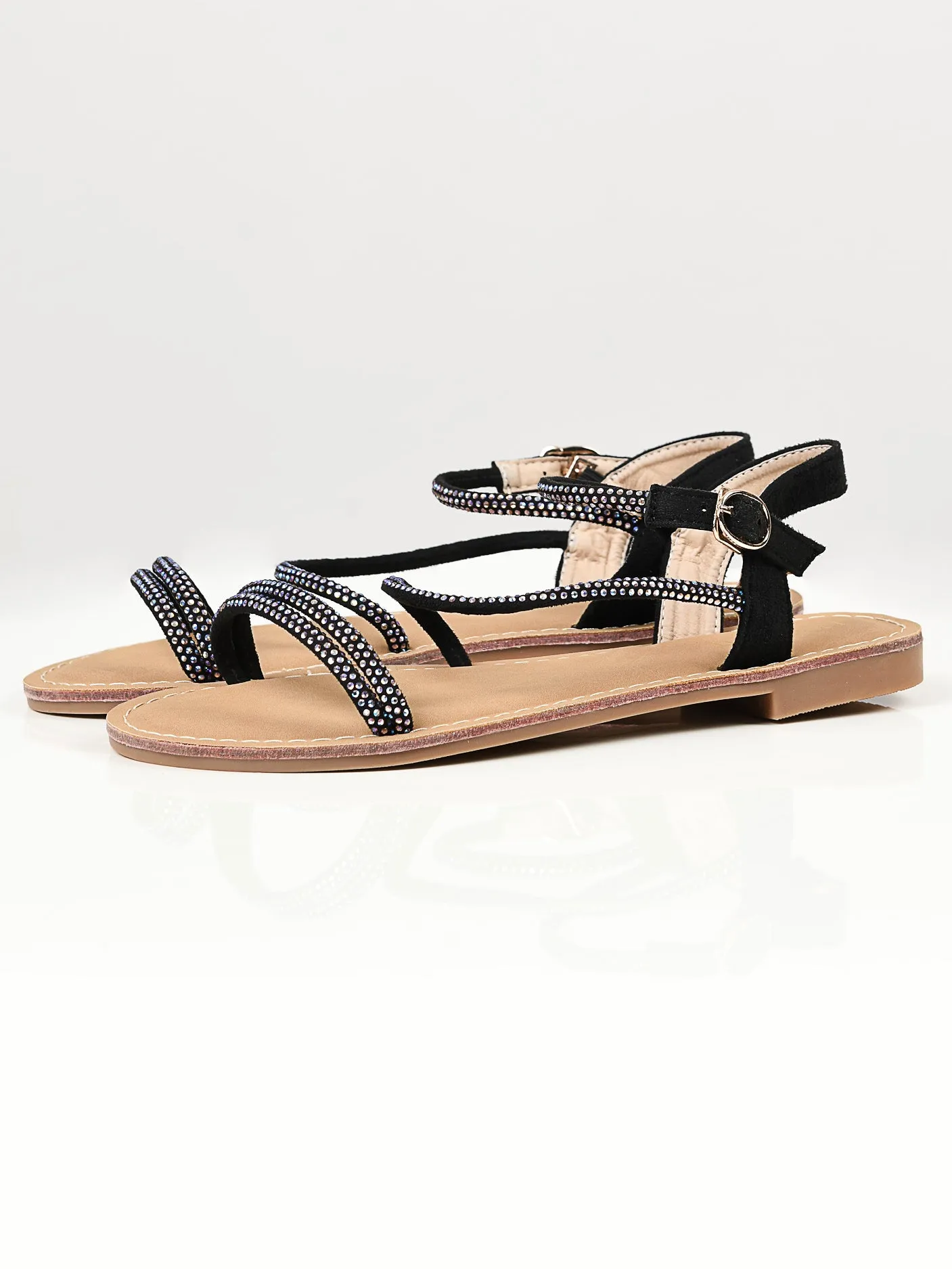 Shiny Sandals -  Black