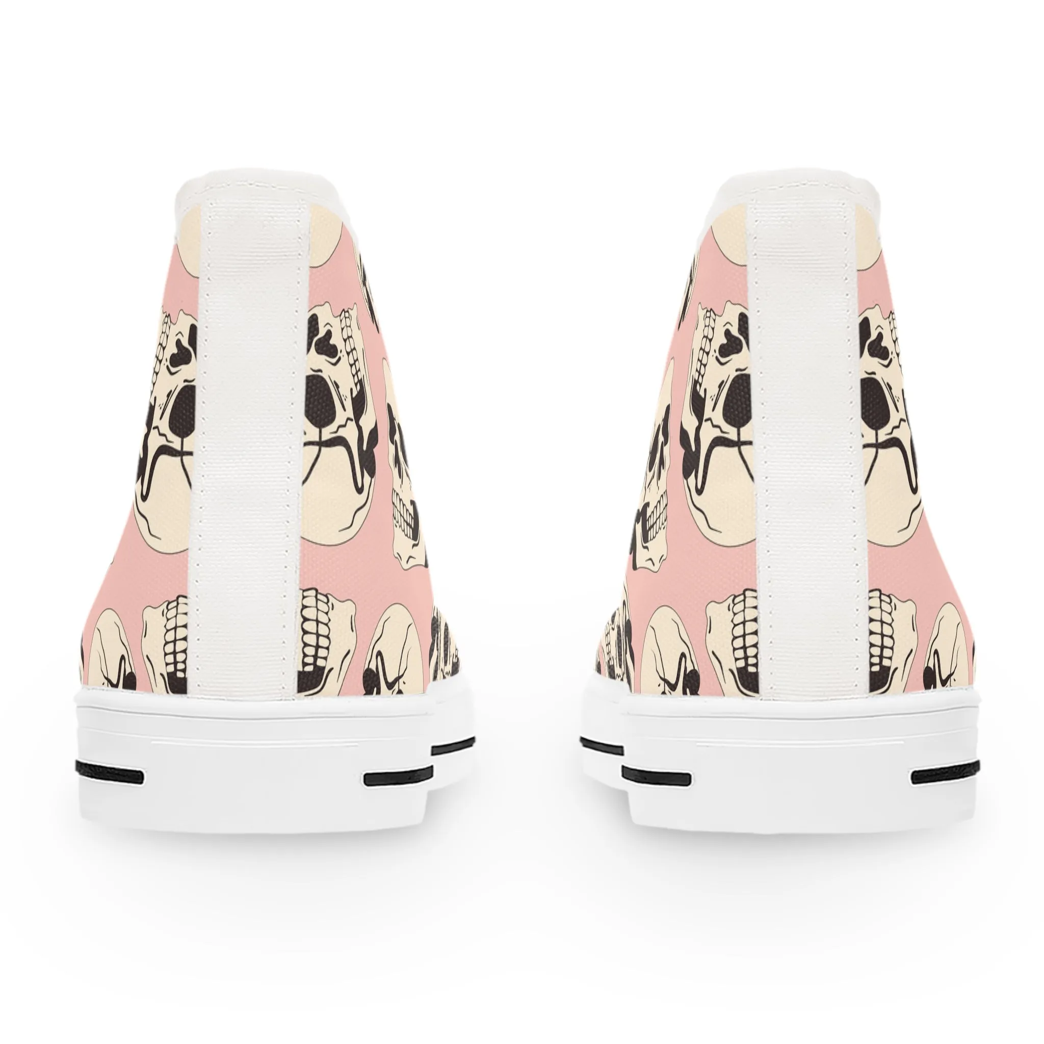 Skull Head and Pink Background Women's High Top Sneakers