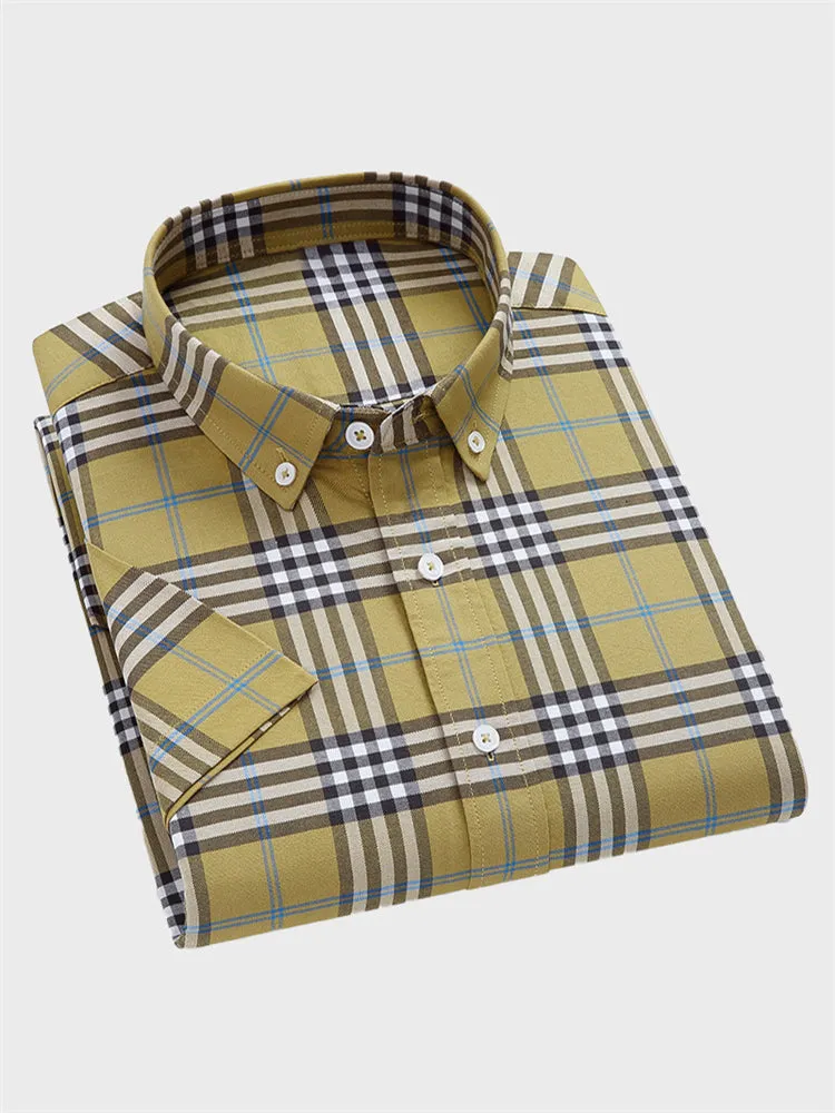 Summer Plaid Oxford Shirt for Men