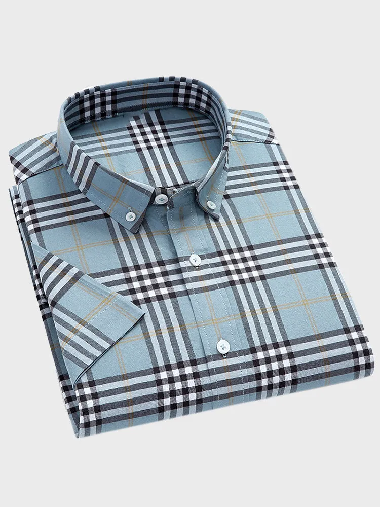 Summer Plaid Oxford Shirt for Men