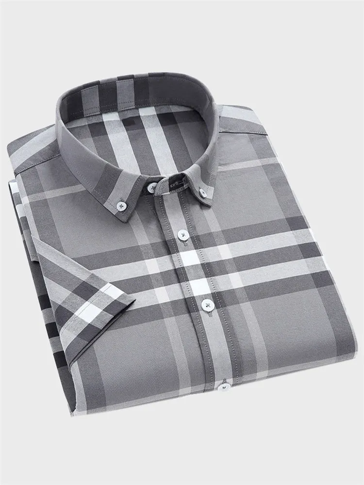 Summer Plaid Oxford Shirt for Men