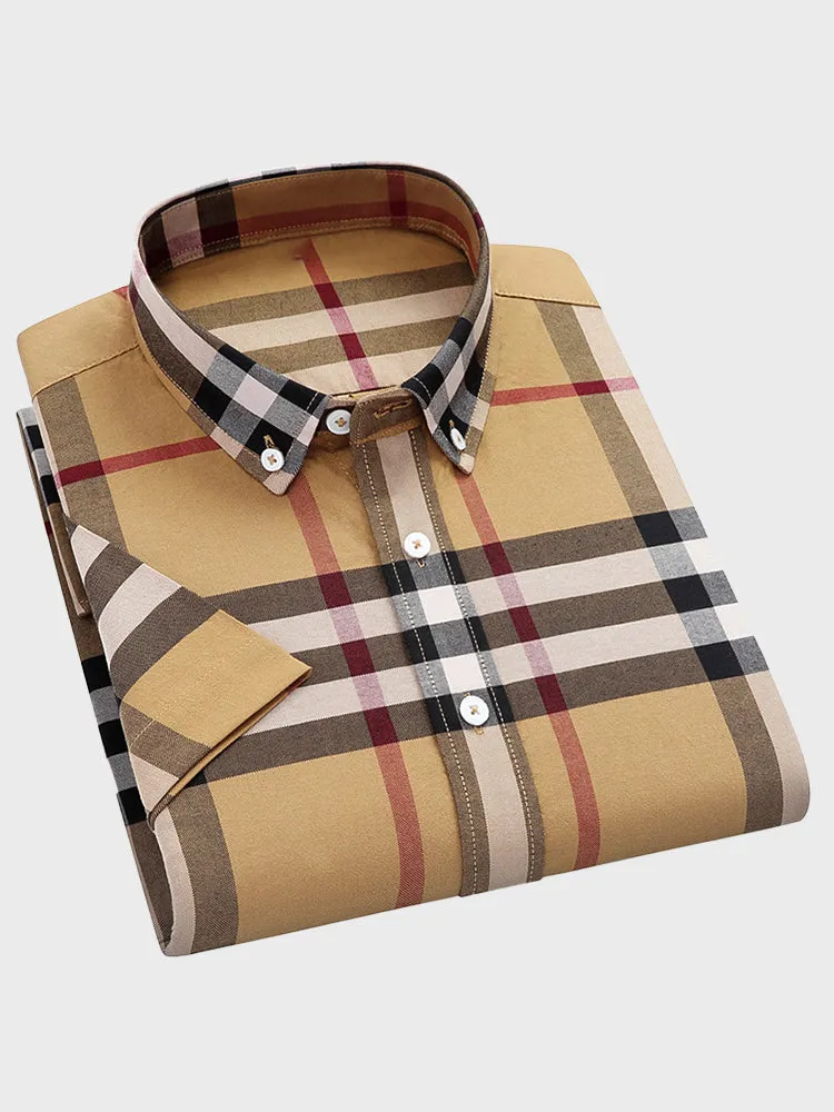 Summer Plaid Oxford Shirt for Men