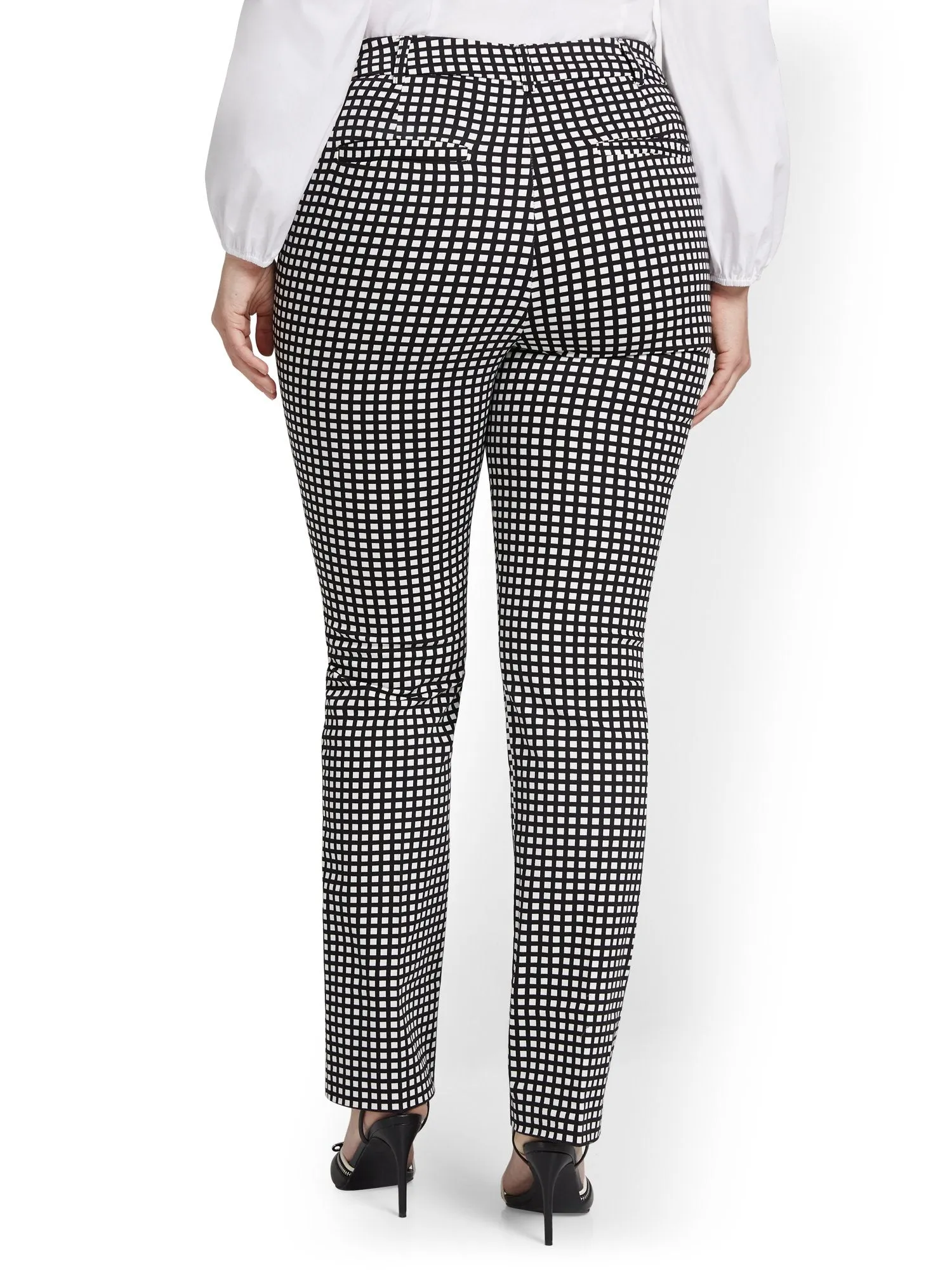 Tall High-Waisted Check Straight-Leg Pant - NY&Chic Collection