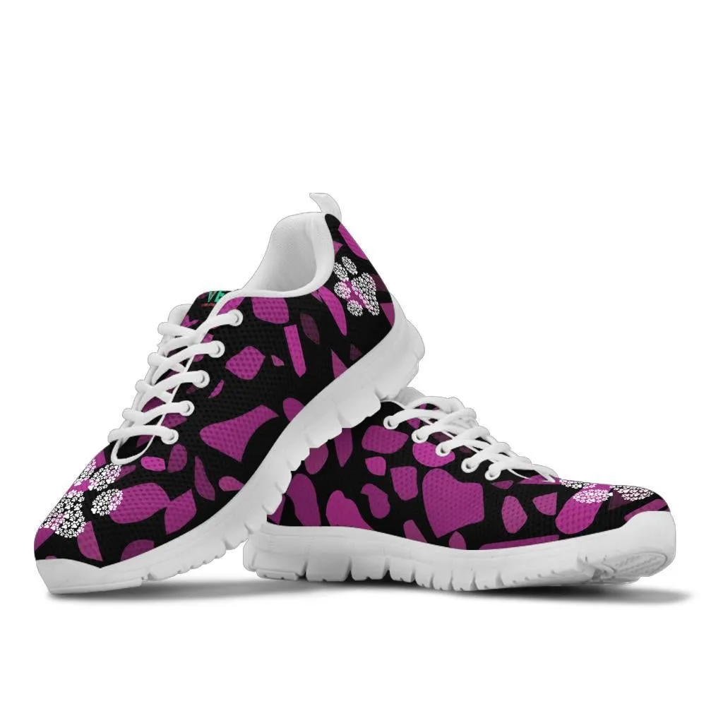 Terra Pattern Pink with Pawprints - Women's Sneakers