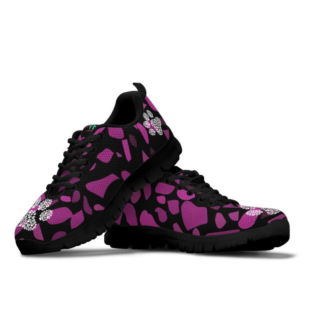 Terra Pattern Pink with Pawprints - Women's Sneakers