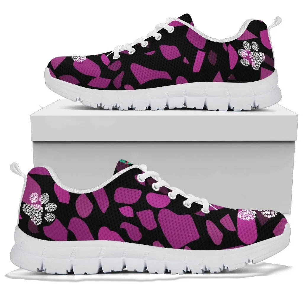 Terra Pattern Pink with Pawprints - Women's Sneakers