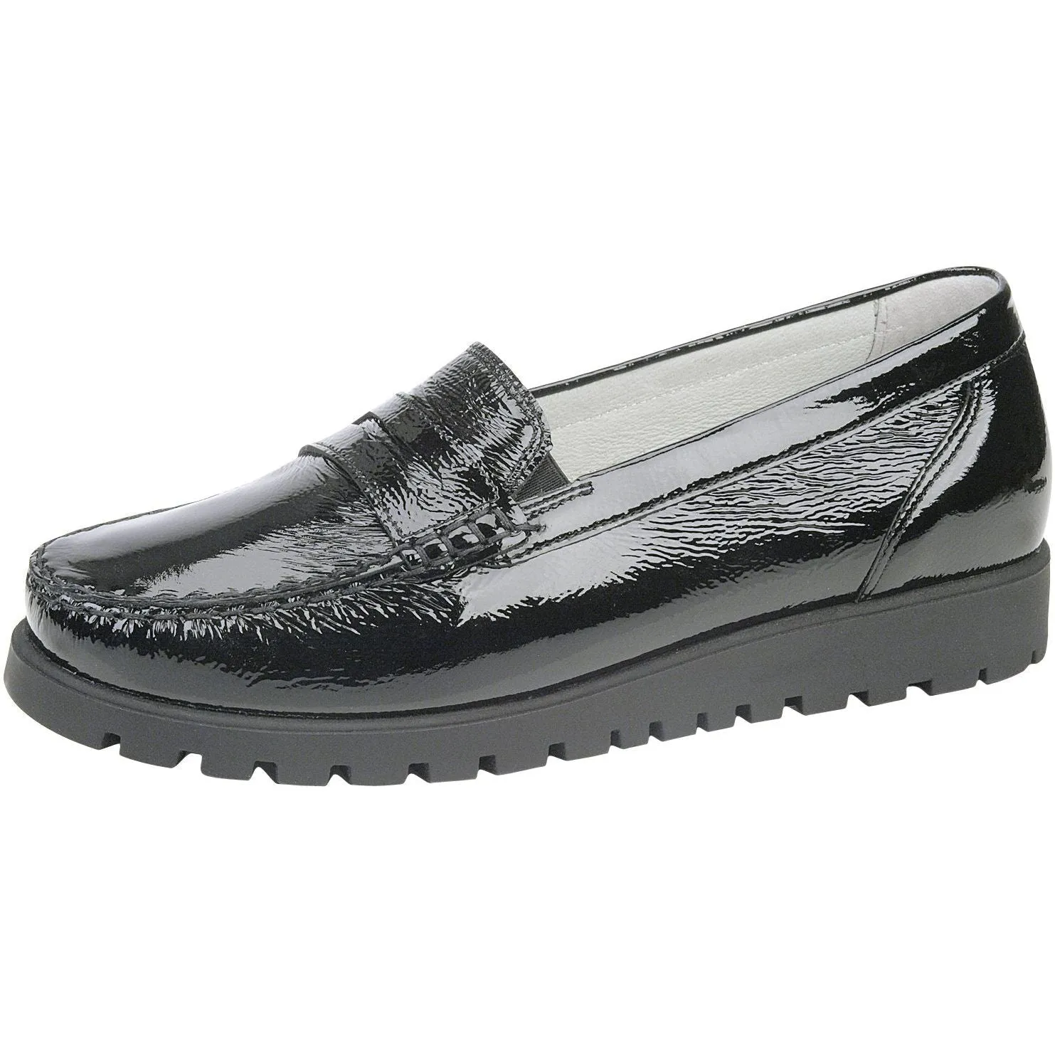 Waldlaufer 926504 143 001 Habea Ladies Black Patent Leather Loafers