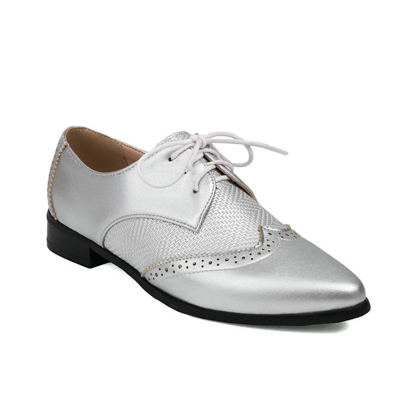 Women's vintage wing tip oxford shoes pointed toe