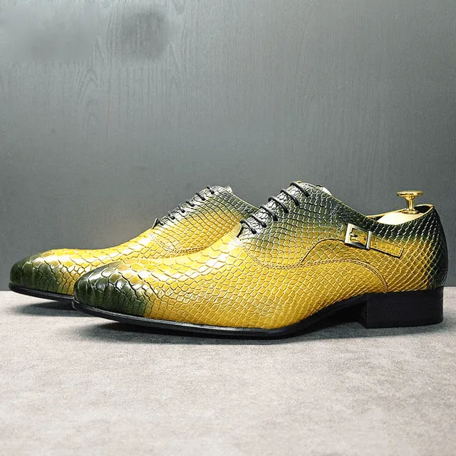 Yellow Black Mixed Snake Print Shoes