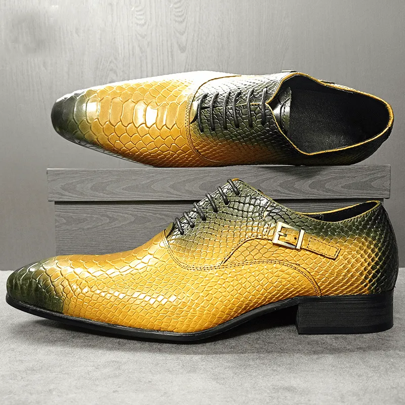 Yellow Black Mixed Snake Print Shoes